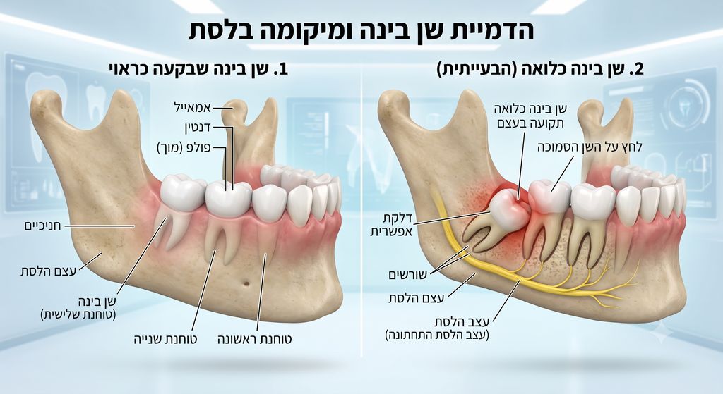 צילום רנטגן של שיני בינה בתוך לסת האדם